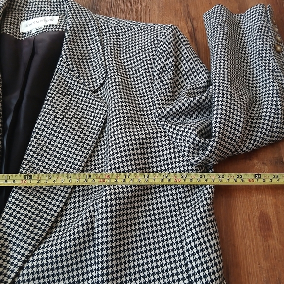 Jones New York Wool Blazer Women's Size 16W Houndstooth Black White Button - Picture 8 of 10